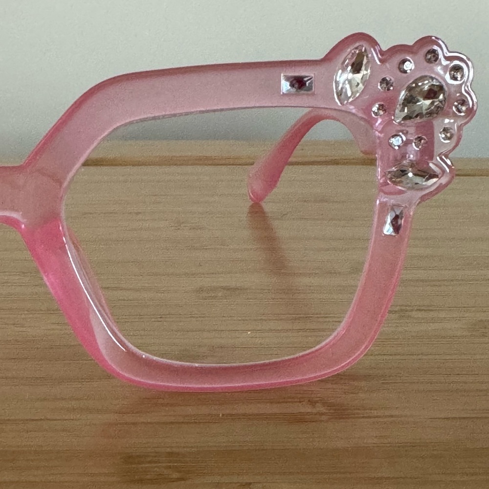 Reading Glasses +1.75 in Pink with Crystals - Picture 3 of 6